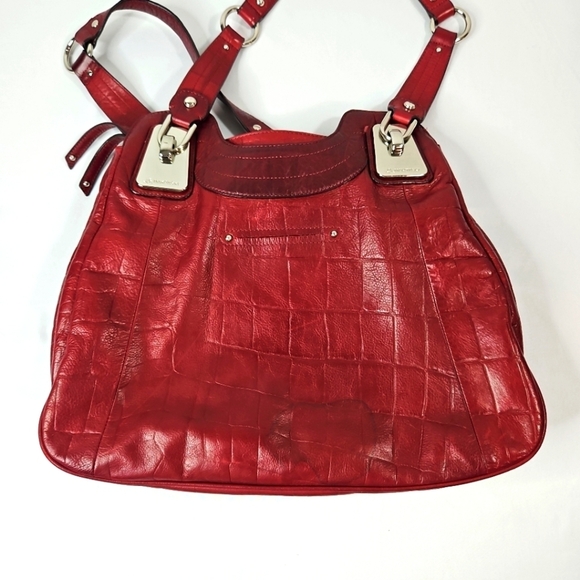 B. Makowsky Red Leather Large Satchel - Picture 3 of 10